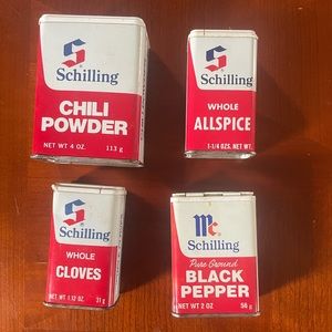 Vintage Schilling Spice Tin - lot of 4